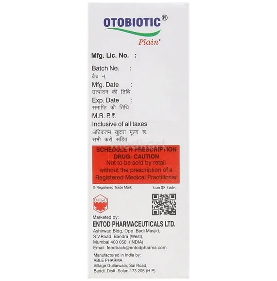 otobiotic plain ear drops 5 ml